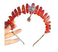 Captivating Witch Natural Clear Crystal Sun Crown Wedding Bridal Raw Quartz Tiara With A Fat Rhinestone Pendant Suitable For Many Occasions(C9)