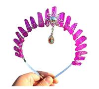 Captivating Witch Natural Clear Crystal Sun Crown Wedding Bridal Raw Quartz Tiara With A Fat Rhinestone Pendant Suitable For Many Occasions(C3)