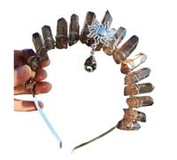 Captivating Witch Natural Clear Crystal Sun Crown Wedding Bridal Raw Quartz Tiara With A Fat Rhinestone Pendant Suitable For Many Occasions(C10)