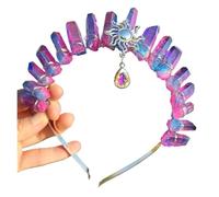 Captivating Witch Natural Clear Crystal Sun Crown Wedding Bridal Raw Quartz Tiara With A Fat Rhinestone Pendant Suitable For Many Occasions(C21)