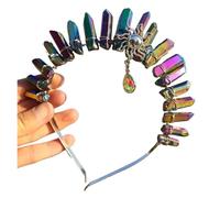 Captivating Witch Natural Clear Crystal Sun Crown Wedding Bridal Raw Quartz Tiara With A Fat Rhinestone Pendant Suitable For Many Occasions(C12)