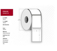 Capture 35000723-24ROLLS Label 76x50 - Core 25. White.