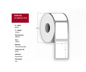 Capture CA-880332-019 Label 38 x 19mm. Core 76mm.