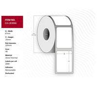 Capture CA-LB3066 Direct Thermal Labels 47 x 25mm, 40mm Core, White, Uncoated, Removable, 2000 per Roll (12 Rolls)