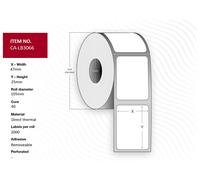 Capture CA-LB3066 Direct Thermal Labels 47 x 25mm, 40mm Core, White, Uncoated, Removable, 2000 per Roll (12 Rolls)