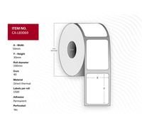 Capture CA-LB3069 Direct Thermal Labels 50 x 30mm, White, 40mm Core, Permanent, Perforated, 1500 Labels per Roll, 12 Rolls per Box