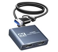 Capture Card 1080p 60fps, 4K HDMI Video Game Capture Card to USB/Type-C with Microphone & HDMI Loop-Out, Low Latency Record Broadcast Live Streaming Compatible with Nintendo Switch/PS5/4/Xbox One