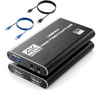 Capture Card, 4K HDMI Video Capture Card, USB3.0 1080P 60FPS Video Capture Device, Game Capture Card for Streaming, Works with Nintendo Switch, Xbox Series X/S, Xbox One X/S, PS4, PS5, OBS, Camera, PC