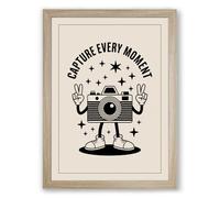 Capture Every Moment Typography Framed Wall Art Print A4 (29.7×21cm) Oak, Wall Decor for Living Room, Bedroom, Office & Home, Ready to Hang, Art Gift