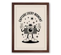 Capture Every Moment Typography Framed Wall Art Print A4 (29.7×21cm) Walnut, Wall Decor for Living Room, Bedroom, Office & Home, Ready to Hang, Art Gift