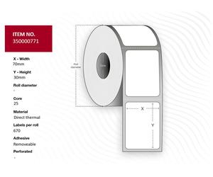 Capture Split-Label 70 x 47mm (70x30 + 70x17mm) Direct Thermal Removable Labels, 25mm Core, 670 per Roll, 4 Rolls (35000771)