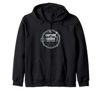 Capture the Cosmos Space Telescope Badge Design Zip Hoodie
