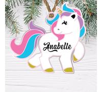 Capture the Magic of Christmas with Our Personalised Unicorn or Dinosaur Shape Christmas Tree Decoration - Printed Name Xmas Bauble (Unicorn, Acrylic Indoor & Outdoor Use)