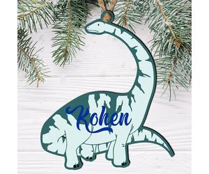 Capture the Magic of Christmas with Our Personalised Unicorn or Dinosaur Shape Christmas Tree Decoration - Printed Name Xmas Bauble (Dinosaur, Mdf Wood Indoor Use Only)