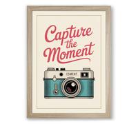 Capture the Moment Vintage Framed Wall Art Print A4 (29.7×21cm) Oak, Wall Decor for Living Room, Bedroom, Office & Home, Ready to Hang, Art Gift