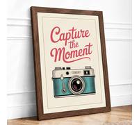 Capture the Moment Vintage Framed Wall Art Print A4 (29.7×21cm) Walnut, Wall Decor for Living Room, Bedroom, Office & Home, Ready to Hang, Art Gift