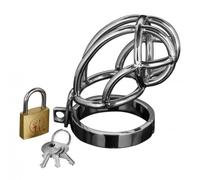 Captus Stainless Steel Locking Chastity Cage Metal Cock Penis Restraint Lock
