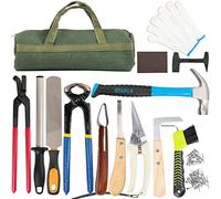 capuca Farrier Tools Horse Hoof Trimmers - 64PCS Goat Hoof Trimmers Kit 8 Inch Hoof Rasp Nippers Pick Knife Cutter Buffer Hammer Brushes with Hoof Knife Sharpener for Pigs