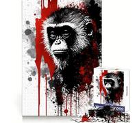 Capuchin Monkey Painting Jigsaw Puzzles 1000 Piece for Teenagers Sharp Recall Leisure Escape Uniform Cut Meaningful Gift (38x52cm)