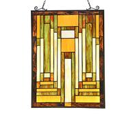 Capulina Stained Glass Window Panels 17" W x 22" H Antique Tiffany Style Handicrafts Suncatcher Window Hangings Parents Gifts for Home Decor