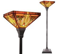Capulina Tiffany Style Torchiere Floor Lamp Tall 70 inch Wide 14 inch Antique Stained Glass Mission Standing Lamp 1 Light Classic Reading Light for Living Room Bedroom CL148801TF