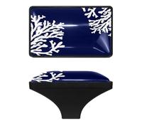 CAPVKING 4 Pcs Coral Navy Blue Nautical Coastal Ocean Theme Marine Decorative Cabinet Knobs, 1.65" ABS Glass Rectangle Single Hole, Drawer Dresser Door Handles Pulls for Home Kitchen Bedroom