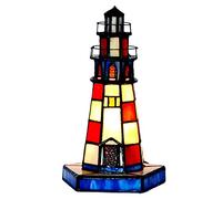 CAPXXIN Lighthouse Shape Desk Lamp Tiffany Style Table Lamp with Stained Glass Lampshade Bedside Table Small Night Lamp for Indoor Lighting needed