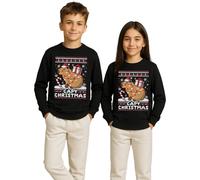Capy Christmas Capybara Ugly Christmas Sweater Christmas Sweatshirt Children's Jumper, black, 152