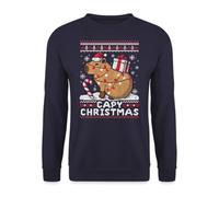 Capy Christmas Capybara Ugly Christmas Sweater Christmas Sweatshirt Pullover, navy blue, L