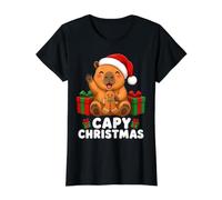 Capy Christmas Cute Capybara Holiday Xmas Value Graphic T-Shirt, Women, Black, L