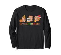 Capy Hallowthankmas Capybaras Halloween Thanksgiving Xmas Long Sleeve T-Shirt