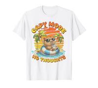 Capy Mode No Thoughts Capybara On Pool Float Boba Bubble Tea T-Shirt