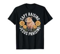 Capy Raising Jesus Praising Capybara Faith God T-Shirt