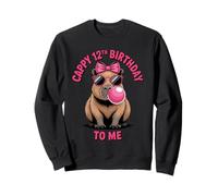 Capybara 12th Birthday Cappy Birthday to Me Pink Bubblegum Sweatshirt