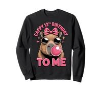 Capybara 13th Birthday Cappy Birthday to Me Pink Bubblegum Sweatshirt