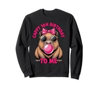 Capybara 16th Birthday Cappy Birthday to Me Pink Bubblegum Sweatshirt