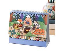 Capybara 2026 Cartoon Desk Calendar, Standing Calendar for 12 Months, for Home, Family, School, Classroom, Kitchen, Office, Study, Apartment, Art Workshop