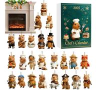 Capybara - 28 x 16 cm Capybara Christmas Countdown Solution | Cute 2D Acrylic Collectibles with Ease, 24 Day Countdown for Christmas for Home, Tree, Wall, F