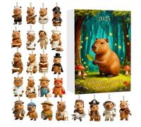 Capybara - 28 x 16 cm Capybara Christmas Countdown Solution | Cute 2D Acrylic Collectibles with Ease, 24 Day Countdown for Christmas for Home, Tree, Wall, F
