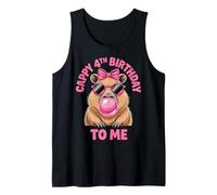 Capybara 4th Birthday Cappy Birthday to Me Pink Bubblegum Tank Top
