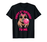 Capybara 5th Birthday Cappy Birthday to Me Pink Bubblegum T-Shirt