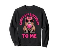 Capybara 6th Birthday Cappy Birthday to Me Pink Bubblegum Sweatshirt