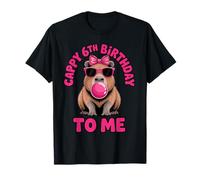 Capybara 6th Birthday Cappy Birthday to Me Pink Bubblegum T-Shirt