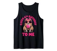 Capybara 6th Birthday Cappy Birthday to Me Pink Bubblegum Tank Top