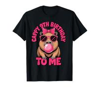 Capybara 9th Birthday Cappy Birthday to Me Pink Bubblegum T-Shirt