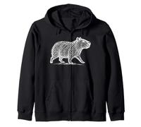 Capybara Abstract Scribble Minimal Cute Art Animal Lover Zip Hoodie
