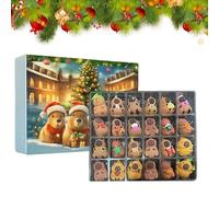 Capybara Advent 2025 Calendar, 24 Days Christmas Countdown Calendar with 3D Capybara Toy Figurines, 24Pieces Animal Figures Pendant for Christmas Tree Home Desktop Bookshelf TV Cabinet Mantel Entrance