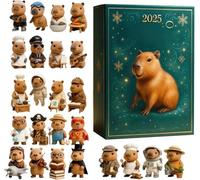 Capybara Advent Calendar, 24 Days Christmas Advent Countdown Calendar with 24 Pcs 2D Acrylic Capybara Ornaments, Chill & Daily Surprises for Christmas Tree Decorations