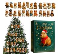 Capybara Advent Calendars 2025, 24 Day Christmas Capybara Ornaments Countdown Calendar with Cute 2D Acrylic Capybaras Hanging Christmas Tree Pendants For Home Door Wall Window