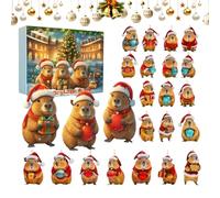 Capybara Advent Christmas, 24 Days Seasonal Decor 2D Acrylic, Capybara Countdown Calendar 2025, for Home Car Wall Window Family Kids Vacation Party Favors